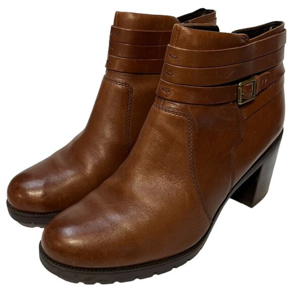 Clarks Artisan Boots Womens 10 Leather Malvet Maria Ankle Bootie Brown - Picture 13 of 15